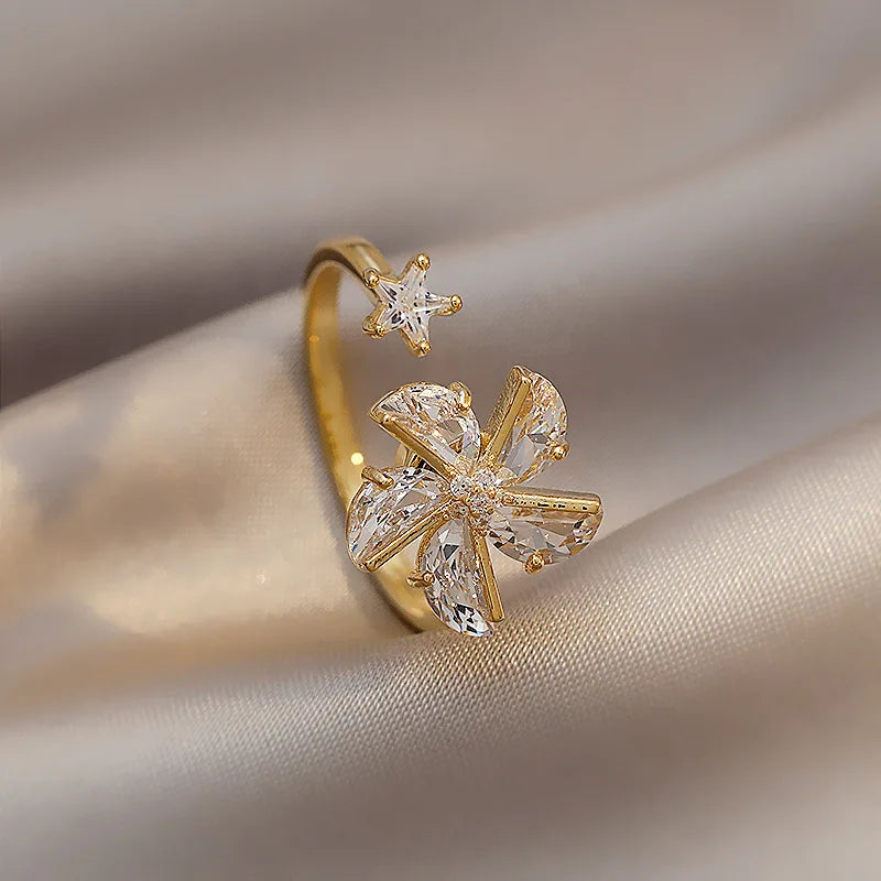 Rotatable Windmill Rings for Women Niche Design Temperament Fashion Personality Ring Index Finger Tide Ring Open Jewelry