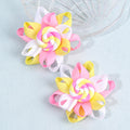 CN 2Pcs Sweet Lovely Flower Ribbon Boutique Hair Bow Summer Rainbow Candy Hair Clip Girls