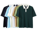 Customized Brand Logo 240g Fabric 65%Cotton 35%Polyester Contrast Color 1/4 Zip Retro Oversized Mens Golf Polo Shirt