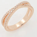 Unique Design Cross Over Double Band 1.5mm U-prong Pave Diamond Rings Women 14k 18k Gold Wedding Ring Engagement