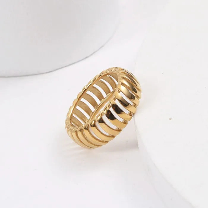 2026 Stainless Steel Braided Hollow Shape Women Stacking Ring
