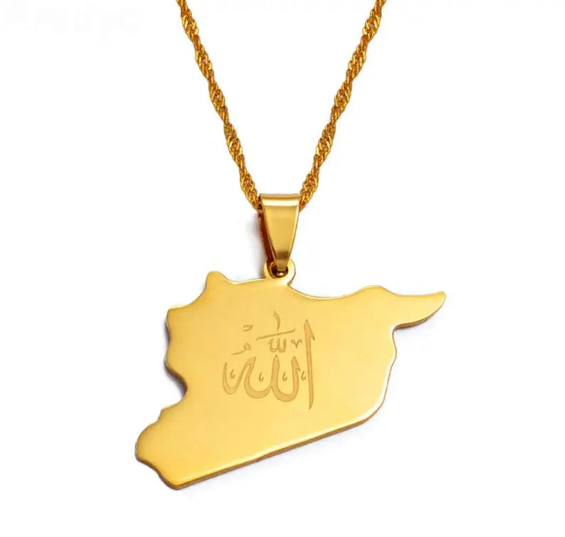 Factory Wholesale Stainless Steel 18k Gold-plated Syria Flag Necklace