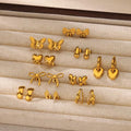 2025 Fashion Waterproof 18k Gold Plated Stainless Steel Stud Earrings Heart Earrings Bow Earrings for Women and Girls