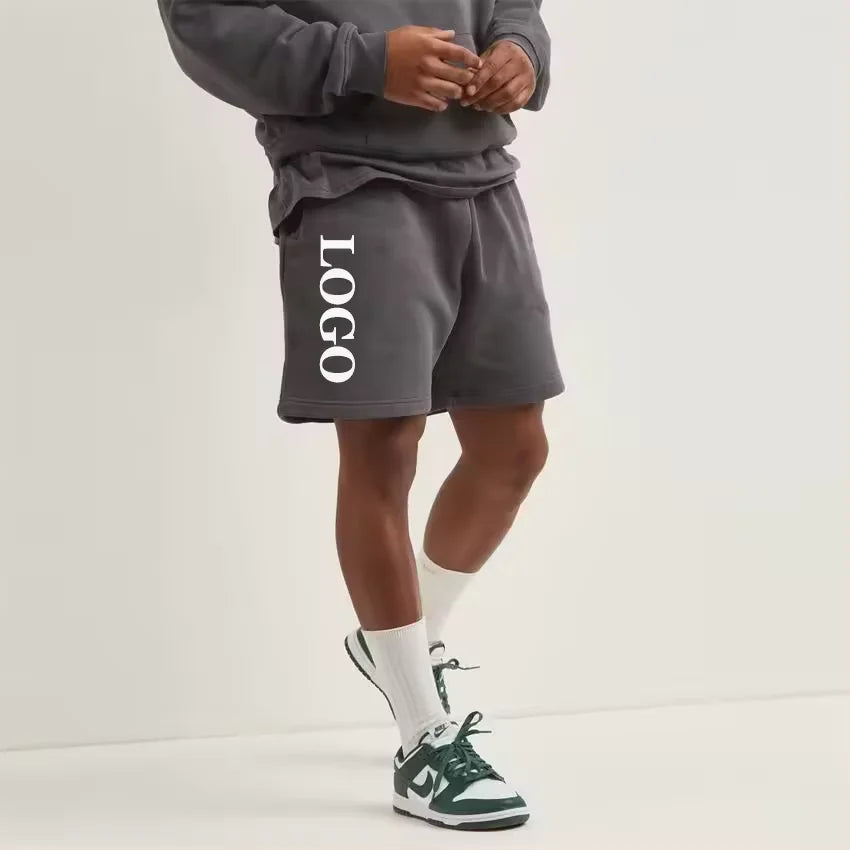High Quality Sports Gym Shorts Men Custom logo Summer Casual Heavyweight Cotton Drawstring Shorts Men