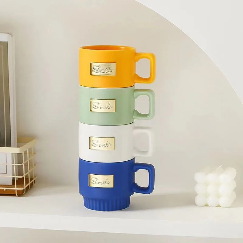 Cute New Ins Nordic Ceramic Mug Milk Stacked Cup Breakfast Water Cup Simple Coffee Mug