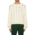 Lazy Style Senior Sense Ladder Hollow Crochet Dropped Shoulders Cable Knit Extrafine Merino Wool Anti-Shrink Pullover Custom