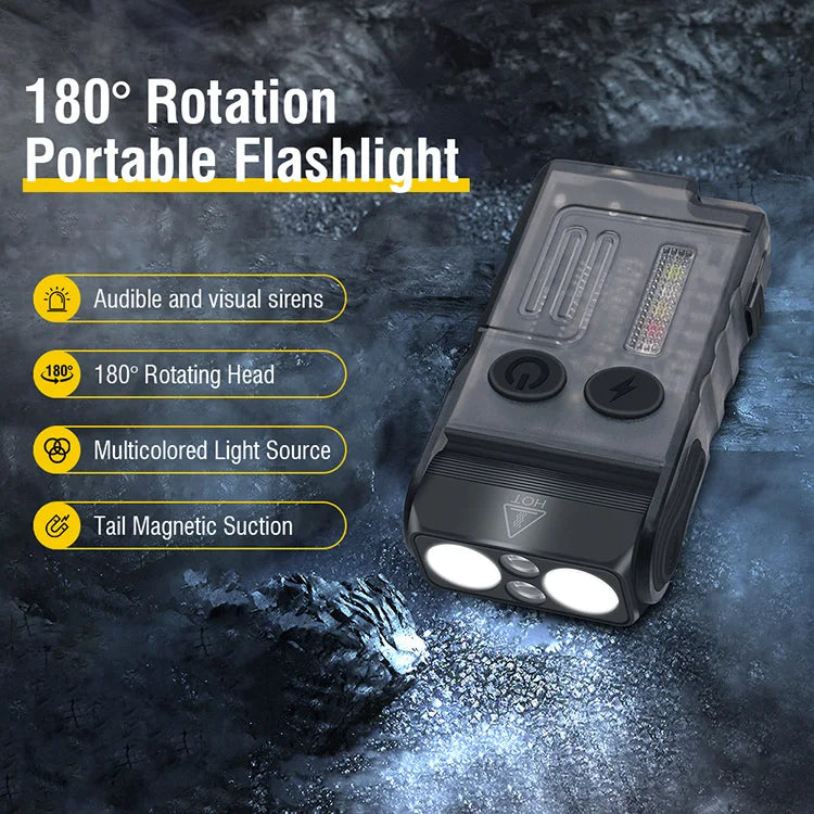 800LM Tactical Flashlight IP65 Waterproof 17H Side Light & Alert System