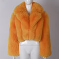 Natural Fur Jacket Winter Fashion Ladies Natural Fox Fur Jacket Turn-Down Collar Short Fur Coat Women