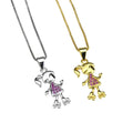 Girls Designer 925 Sterling Silver Necklace Simple Roller Skating Chain Colorful Cubic Zirconia18K Gold Plated Choker Jewelry