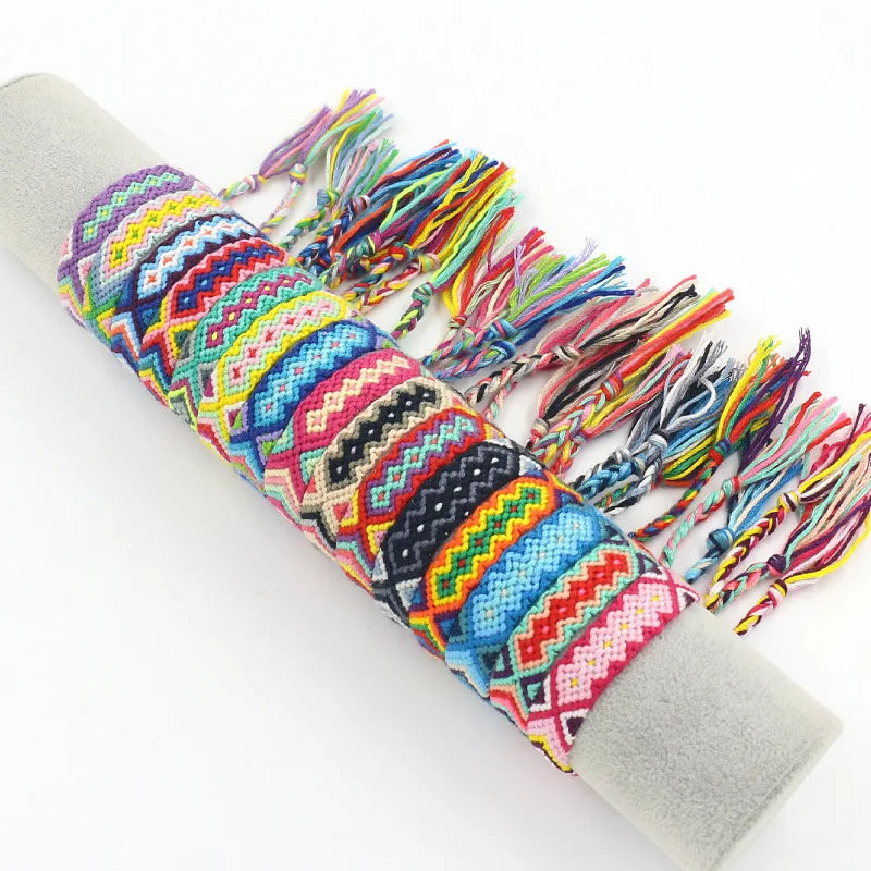 Good Designs Multi Nepal Woven Friendship Bracelets Adjustable Braided Bracelets Closure for Kids Girls Women and Men