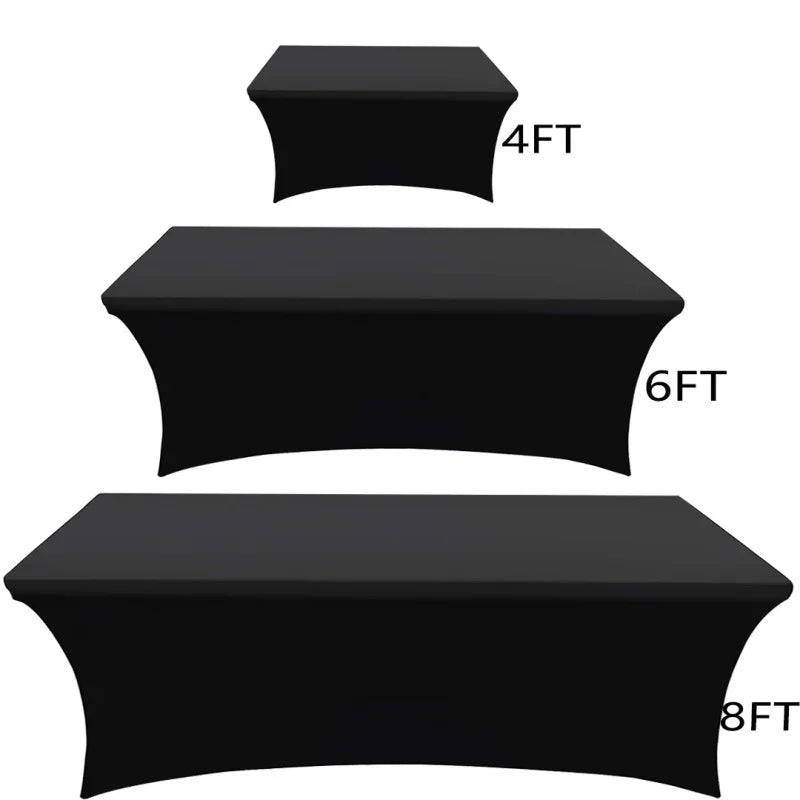 Custom Print logo Rectangle Outdoor Wedding Table Cloth Dinning Polyester Party Banquet Stretch Spandex 6ft Table Cover