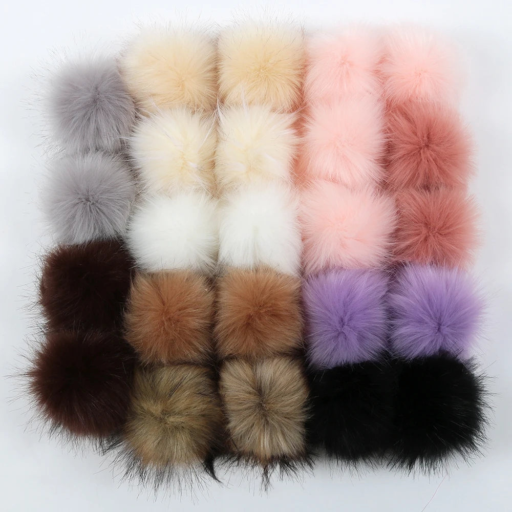 12cm Faux Fur Pompom Soft and Fluffy Multi-colored Hat Hair Ball With a Thread Like Soft Faux fox Plush Pompon