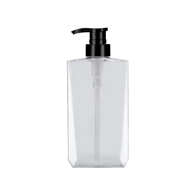 Stock Available PET Press Pump Grey square 16oz Plastic Bottle Transparent Shampoo Bottle 500ml