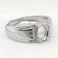 Sterling Silver 6*8mm Semi Mount Men's Ring Frame Empty Blank Claw Setting S925 Base Holder Without Center Stone for DIY Inlay