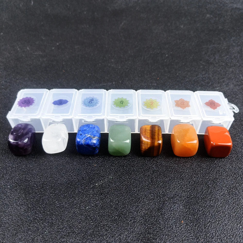DIY Hot Sale Natural Beautiful Crystal Tumbled Stone Quartz Stones Box Healing energy stone