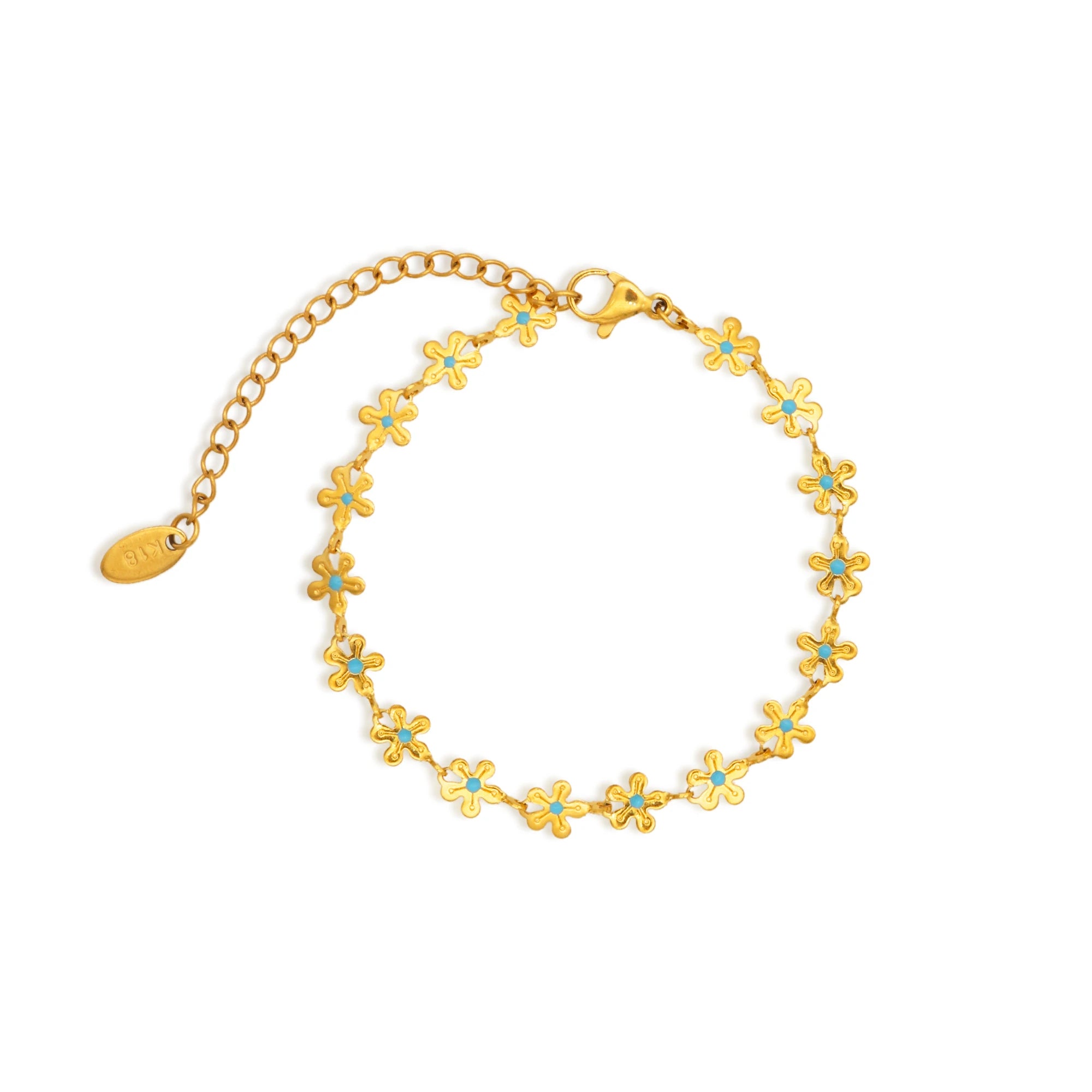 Chris April Stainless Steel PVD Epoxy Softceramic Enamel Flower Chain Bracelets