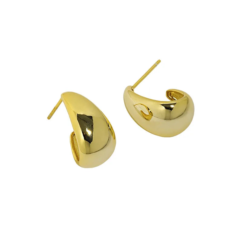 S925 Sterling Silver Women Luxury High End Smooth Surface Oval Shape Stud Earrings