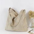 Chuanghua Soft Corduroy Tote Bag Corduroy Tote Bag With Pocket and Zipper Corduroy Tote Shopping Bag
