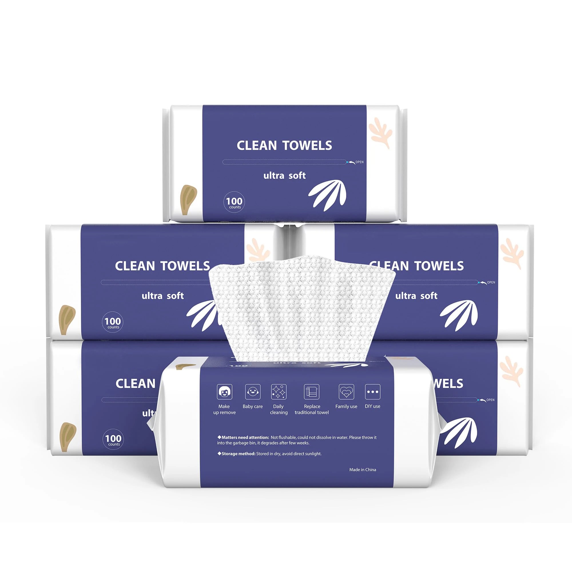 Customized Logo Small Size 100%  Viscose Biodegradable Disposable Face Towel Wipes on Sale