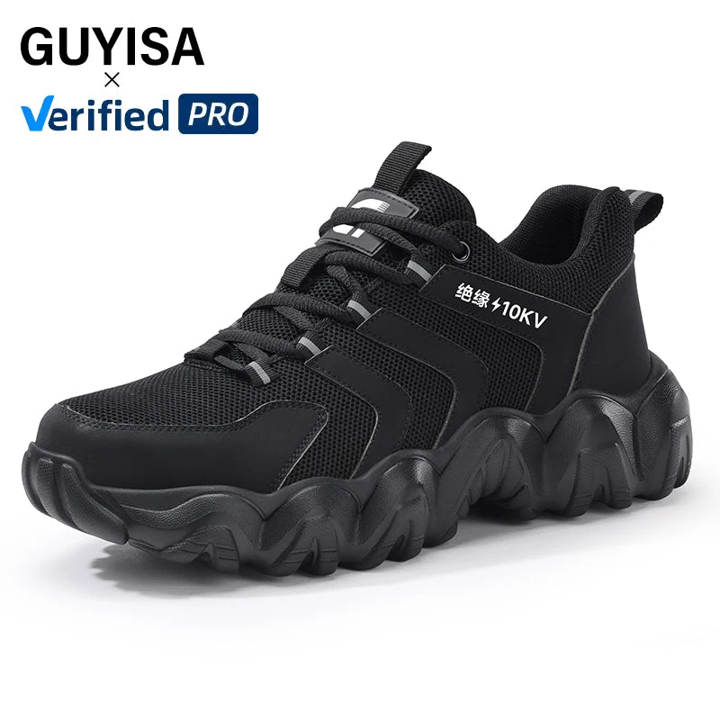 For GUYISA 10KV Insulated Sports Series Labor Protection Shoes Black Anti-Impact Anti-Puncture Plastic Toe Cap Winter Usage