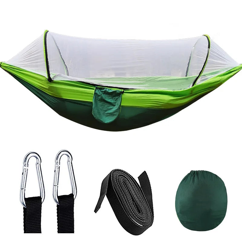 Automatic Quick-opening Mosquito Net Hammock Outdoor Camping Pole Anti-rollover Nylon Hammock Outside Other Garden Supplies