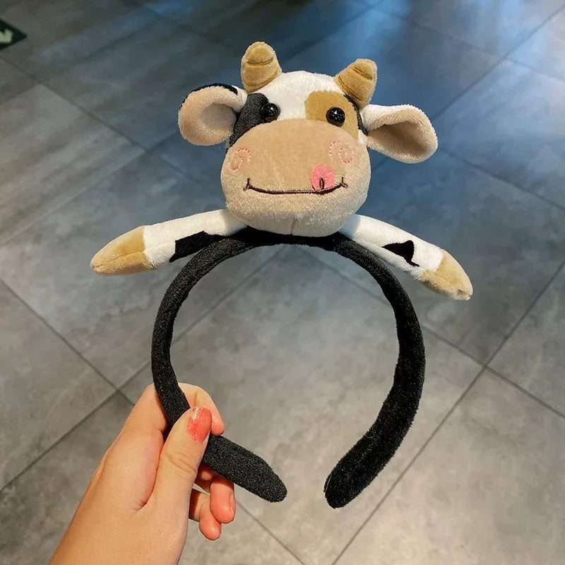 New Cow Fur Headband Wide Fake-Mink Women Hairbands Fashion Animal Pattern Hair Hoop Hair Accessories