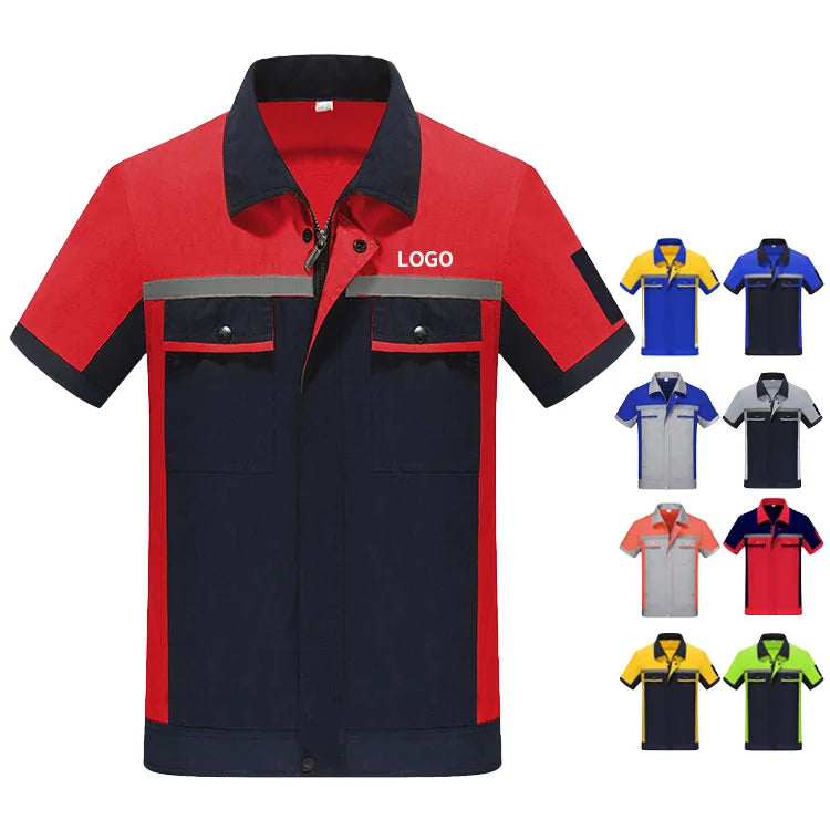 Custom Professional Industrial Workwear Comfortable Cotton Reflective Working Suit Uniforms Breathable Pants Set and Stylish