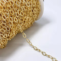 Factory Wholesale Chain Roll 14K Gold Plated Textured Oval Chain 7.5x5mm 10 Meters for Jewelry Making