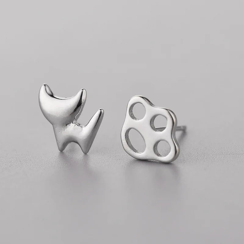 925 Sterling Silver Asymmetric Stud Earrings for Women Elegant Wedding Gold Plated Jewelry 2022 Moda Brincos Pendientes Mujer