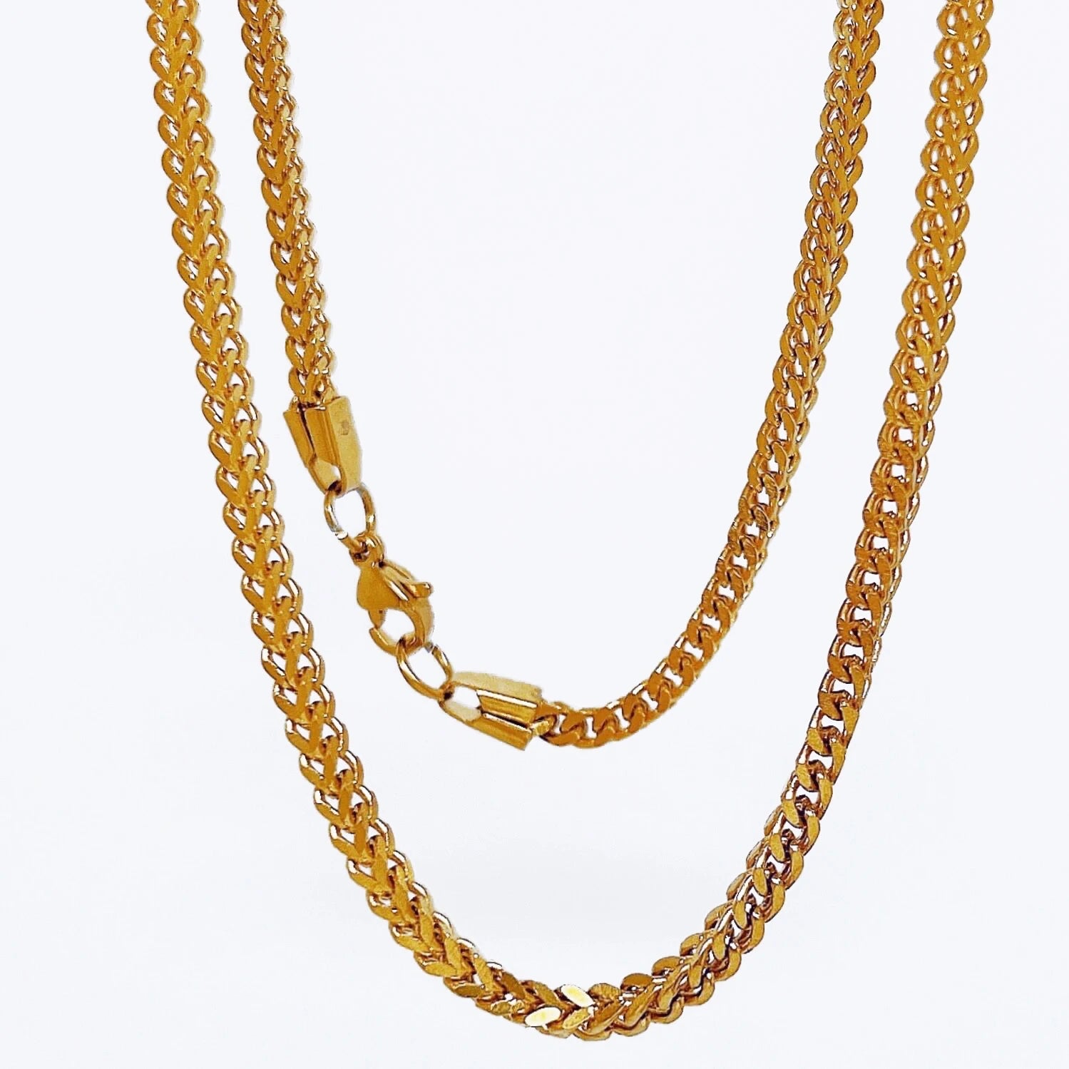 Tarnish Free Gold Long Chain Designs Stainless Steel Cuban Foxtail Chain Necklace 2.5mm Franco Square Box Link Chain Men Women