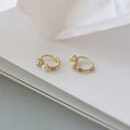 Simple Real Gold Plated Pure 925 Sterling Silver Zircon Crystal Pearl Small Hoop Earrings for Women Girls
