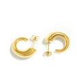 Vintage Thick 18K Gold Plated Hoops Earrings Stainless Steel Hypoallergenic Waterproof Geometric Chunky Trendy Women