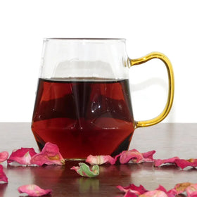 Hot Sale Handmade Diamond Shape Glass Cup with Handle for Creative for Champagne Glasses & Flutes