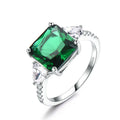Emerald Gemstone Rings for Women Solid 925 Sterling Silver Promise Ring Square Green Wedding Engagement Luxury Jewelry
