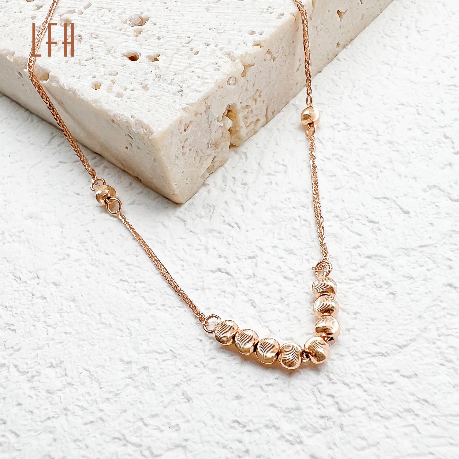 Fashion Rose Gold Ins Round Bead Au750 18k Gold Real Bracelet Real 18k Gold Bracelet for Women