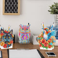 LS Creative DIY Diamond Painting Pen Container Kit Cartoon-Style Printed Desktop Pen Storage Accessories with Flower Subject