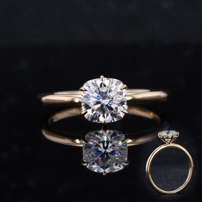 Starsgem 14k Gold Purity Rings DEF Cushion Cut Moissanite 14k Yellow Gold Engagement Rings