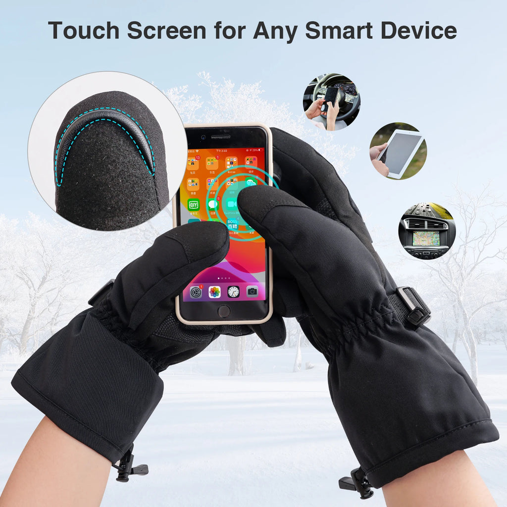 Rechargeable Heated Gloves Electric Battery Waterproof Thermal Touchscreen Winter Ski Gloves