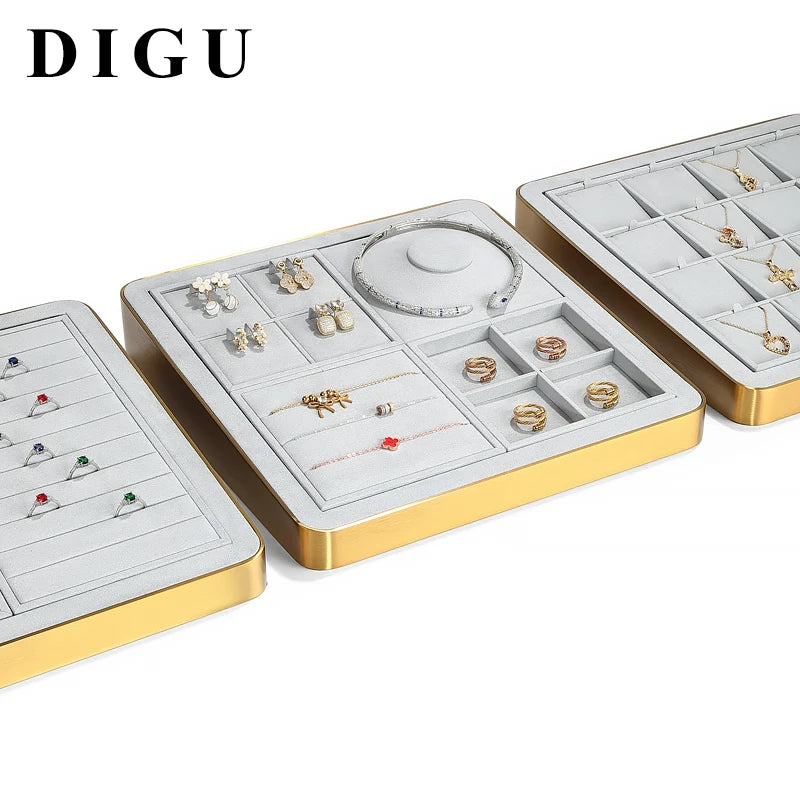 DIGU Jewelry Necklace Ring Bracelet Jewellery Display Trays Jewelry Display Stand Ring Jewelry Storage Box Organizer for Women