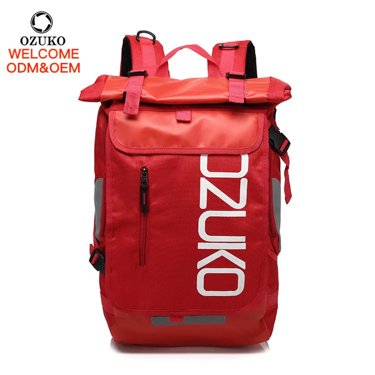 Ozuko 8020 15.6 Inch Laptop Backpack New Outdoor Travel Bagpack with Custom Logo Fashionable Unisex School Bags Waterproof Men