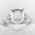 Sterling Silver 8*10mm Semi Mount Ring Empty Frame Blank Support Claws Setting S925 Base Holder Without Center Stone for Inlay