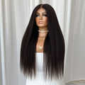 13x4 HD Transparent Kinky Straight Lace Front Wigs Kinky Yaki Straight Human Hair Wigs Bleached Frontal Wigs for Black Women
