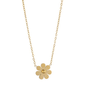 18K Gold Plated Stainless Steel Flower Pendant Necklace Fashion Jewelry with Charm Pendants for Gift Occasions