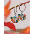 RTS Fashion Boho Dangling New Earrings Gemstone Jewelry Stainless Steel Enamel Bohemian Turquoise Charm Rainbow Earrings