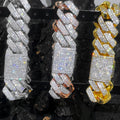 NUOYA Men's and Women's Fine Jewelry 20mm Gold Silver Cuban Link Chain Hip Hop Shiny Iced Diamond Cuban Link Bracelet
