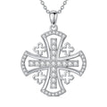 Wholesale Religious Jewelry 925 Sterling Silver Cubic Zircon Jerusalem Cross Pendant Necklace