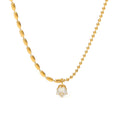 Ins Minimalist Fashion Stainless Steel 18k Gold Geometric Beads Zircon  Design of a Round Bead Necklace Women