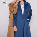 Fashion New Double-sided Water Ripple Wool Coat for Women Double Breasted Long Winter Cashmere Coat