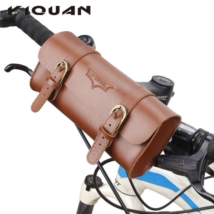 Cheap Wholesale Vintage Bike Riding BagLeather Bike Handlebar Bicycle Bag Front