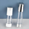 WOGU Empty Silver White Plastic Foundation Cosmetic Packaging 15ml 30ml 50ml Facial Care Lotion Serum Pump Tube Airless Bottle